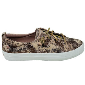 Sperry Sneakers Leather Size 9 Pink Gold Metallic Laces White Soles